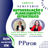 O processo de autoavaliação e planejamento estratégico foi tema de discussão entre a coordenação do PPIFOR e estudantes permanentes do Programa. A temática, que abre possibilidades de ação mais efetiva do programa junto aos estudantes e a comunidade da area de abrangência do PPIFOR, foi debatida a partir dos resultados da autoavaliação realizada no ano 2023 e com a finalidade de prospectar ações para ao futuro do programa. Os participantes discutiram sobre a importância do processo de autoavaliação e seus desdobramentos para efetivamente vincular Curso - Instituição - Comunidade.