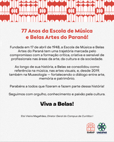 77 Anos da Escola de Música e Belas Artes do Paraná!