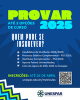 Unespar abre inscrições para Provar 2025