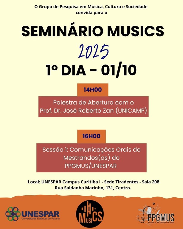 Seminário MUSICS programação 01/10